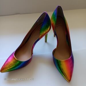 INC Metallic Rainbow heels sz8.5